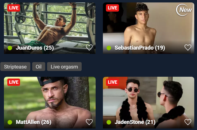Top des webcams de sexe gay en direct